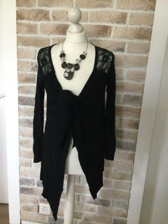 Jaquette Gilet noir dentelles Oxygène, taille M/L