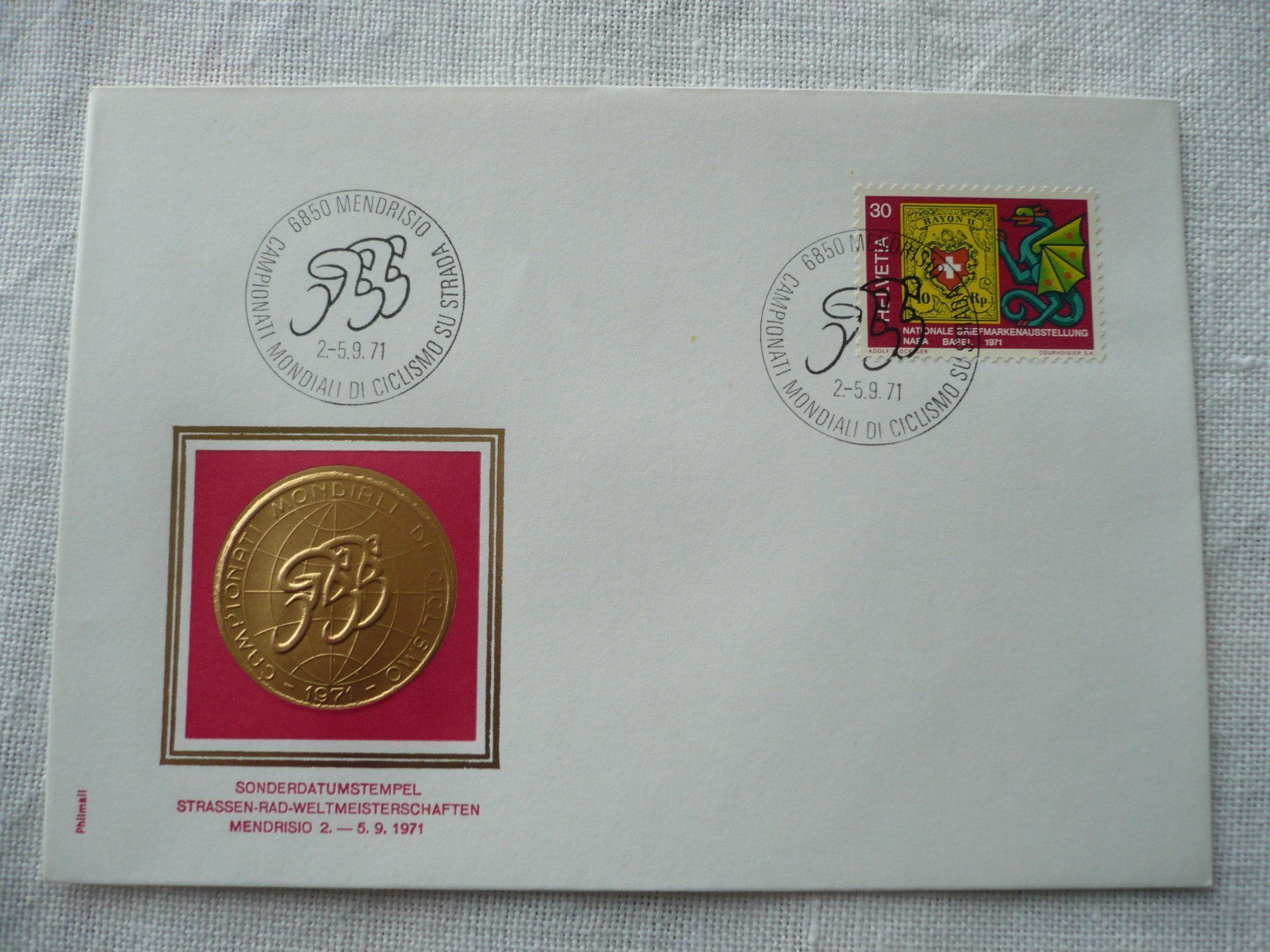 Alle Briefmarken: 1971 Strassen-Rad-WM, Mendrisio – Gebraucht aus Zürich von saltandpepper008