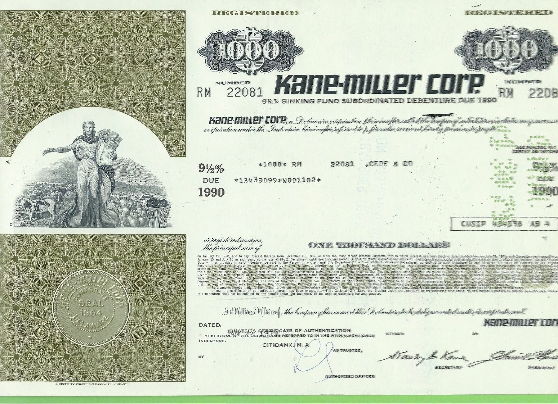 Toutes les monnaies: Kane-Miller Corp. 1000 Dollar Bond – D'occasion à Zürich par t24_de