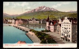 Luzern - Schwanenplatz und Pilatus  1907