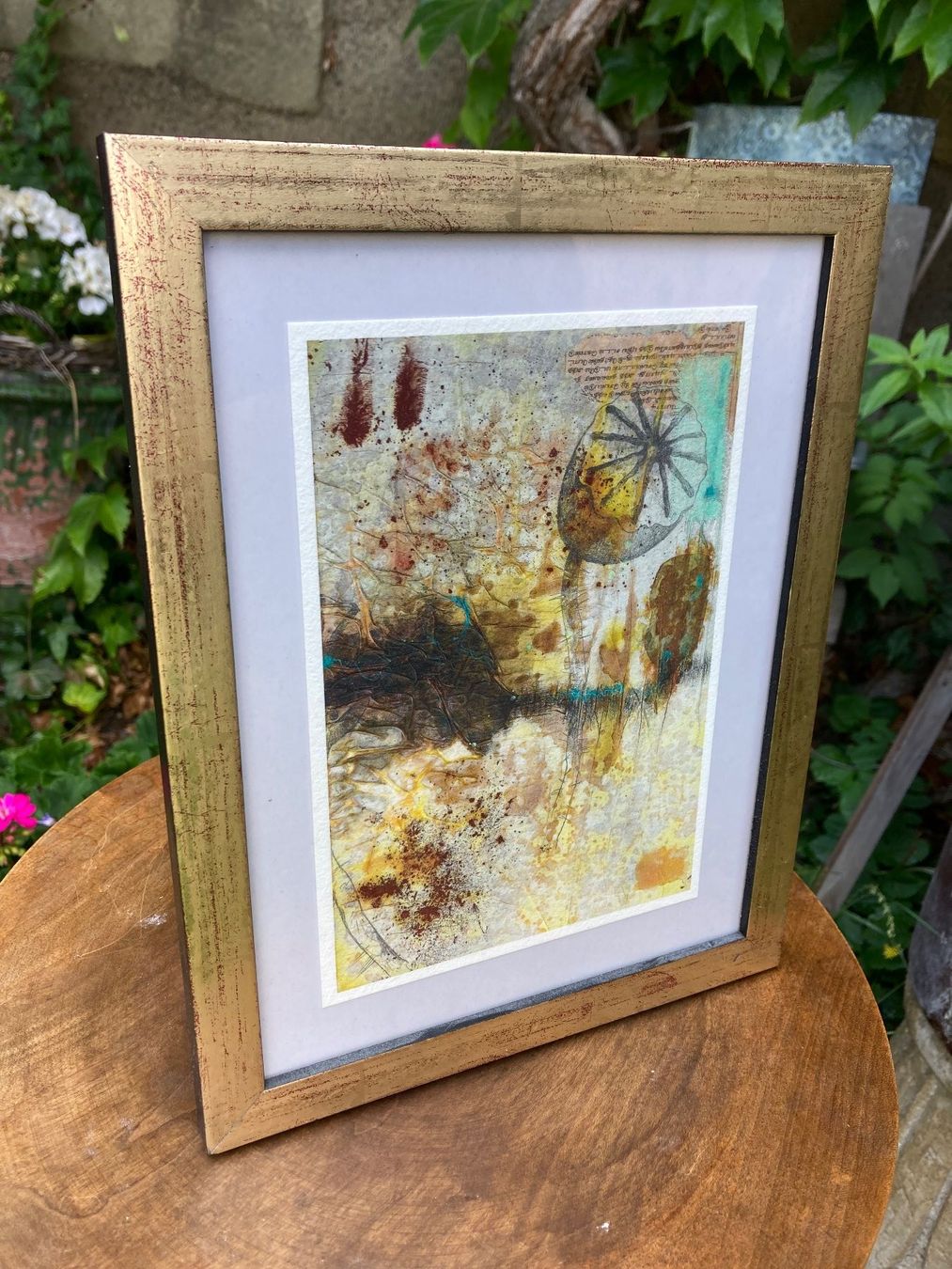 Dipinti: Tableau oeuvre collage pavot texte déco gemälde – Usato da St-Cierges venduto da LeRegain