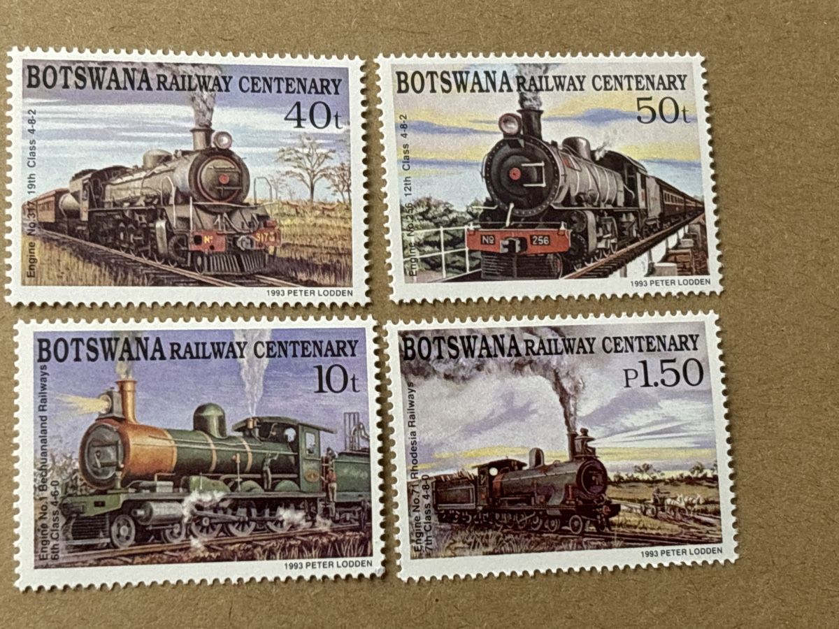 Tutti i francobolli: Botswana Eisenbahn 100 Jahre Jubiläum Briefmarken – Nuovo e nell'imballaggio originale da Zürich venduto da engebrunau