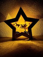 Weihnachtsdeko Holzstern mit Beleuchtung 34cm