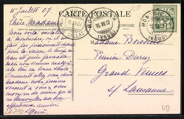 Ansichtskarten: Montricher /A. M., Pension de la Forêt – Gebraucht aus Berlin von bartko-reher 1