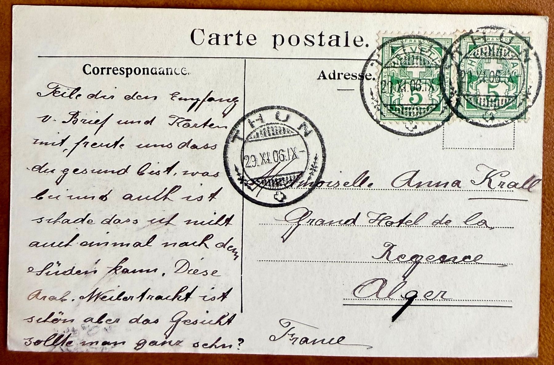 Cartoline postali: THUN - Schloss Schadau am Thunersee 1906 – Usato da Lutry venduto da Ediego 2