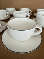 Tassen und Untertassen Set weiss mit schwarzem Rand 8 Stk