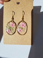 Blumen Ohrringe Vintage stil in Resin Goldfarben Neu