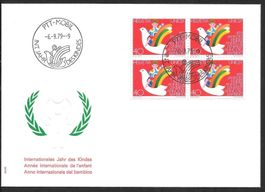 FDC 633 Viererblock Sonderstempel Jahr des Kindes 6.9.1979