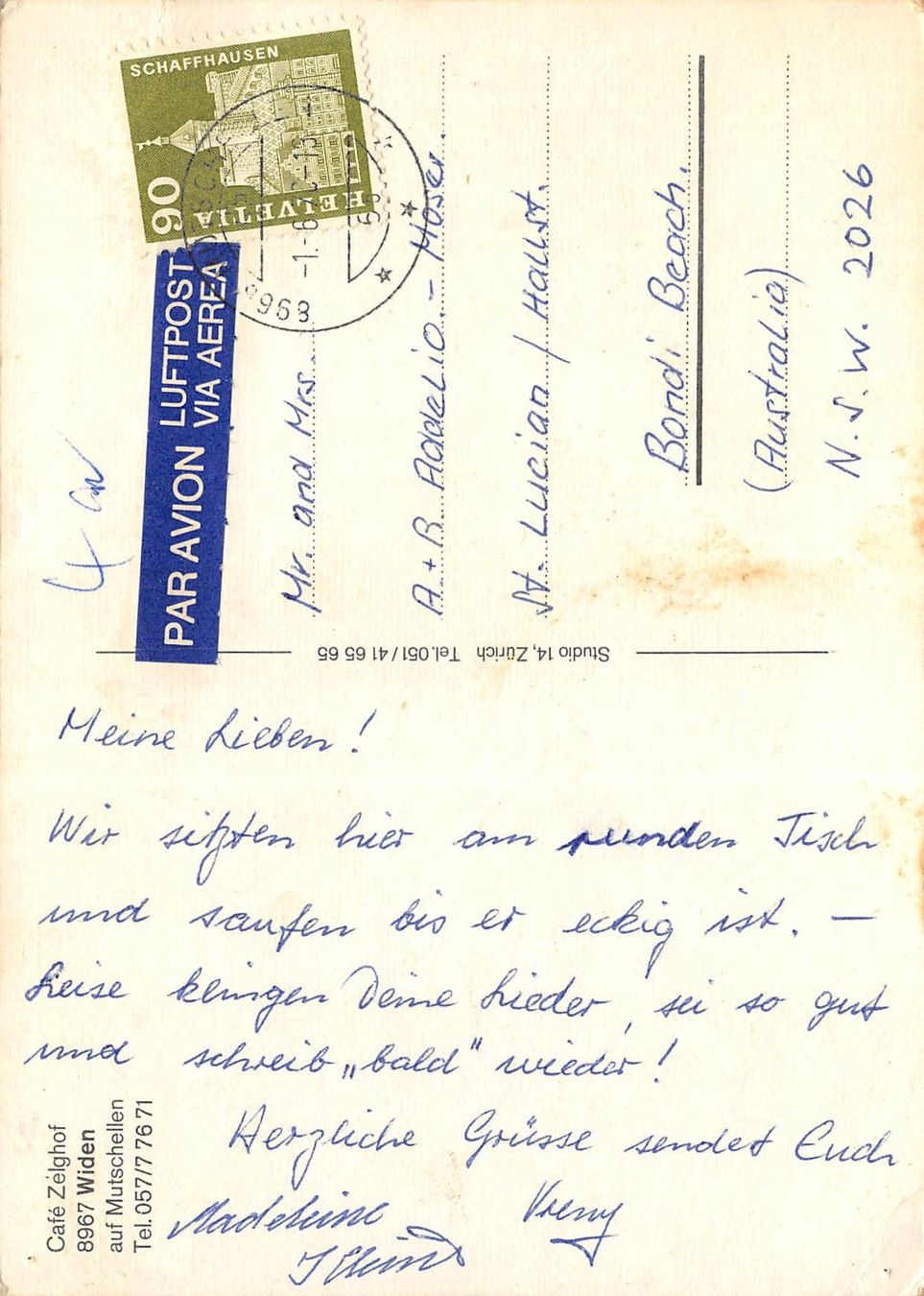 Cartes postales: Widen, Cafe Zelghof, Mutschellen – D'occasion à Ottikon b.Kemptth. par Neptun1974 1