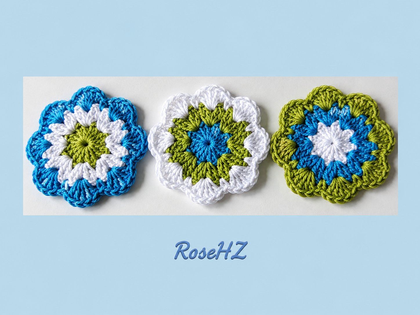 Patches: Gehäkelte Blumen 3.Stück Baumwolle – Neu (gemäss Beschreibung) aus Schaffhausen von RoseHaekelzauber