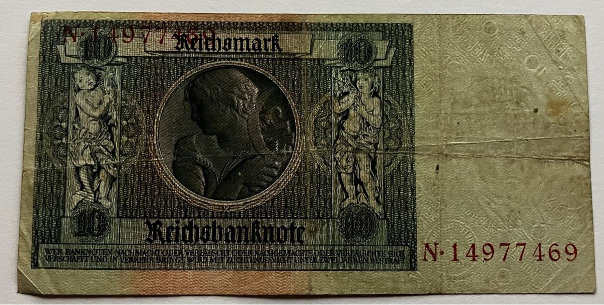 Banconote: Deutschland 10 Mark 1929 – Usato da Algetshausen venduto da Carrhard 1