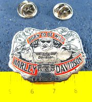 HD HARLEY-DAVIDSON PIN GEPRÄGT "BORN TO5 BE WILD" SILBRIG