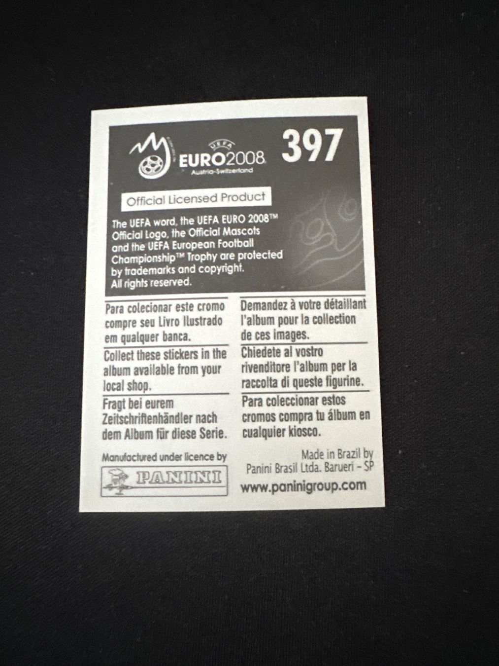 Panini Carte collezionabili: Panini UEFA EM 2008 Sticker - Nr. 397 – Usato da Sulz AG venduto da DealWerk 1