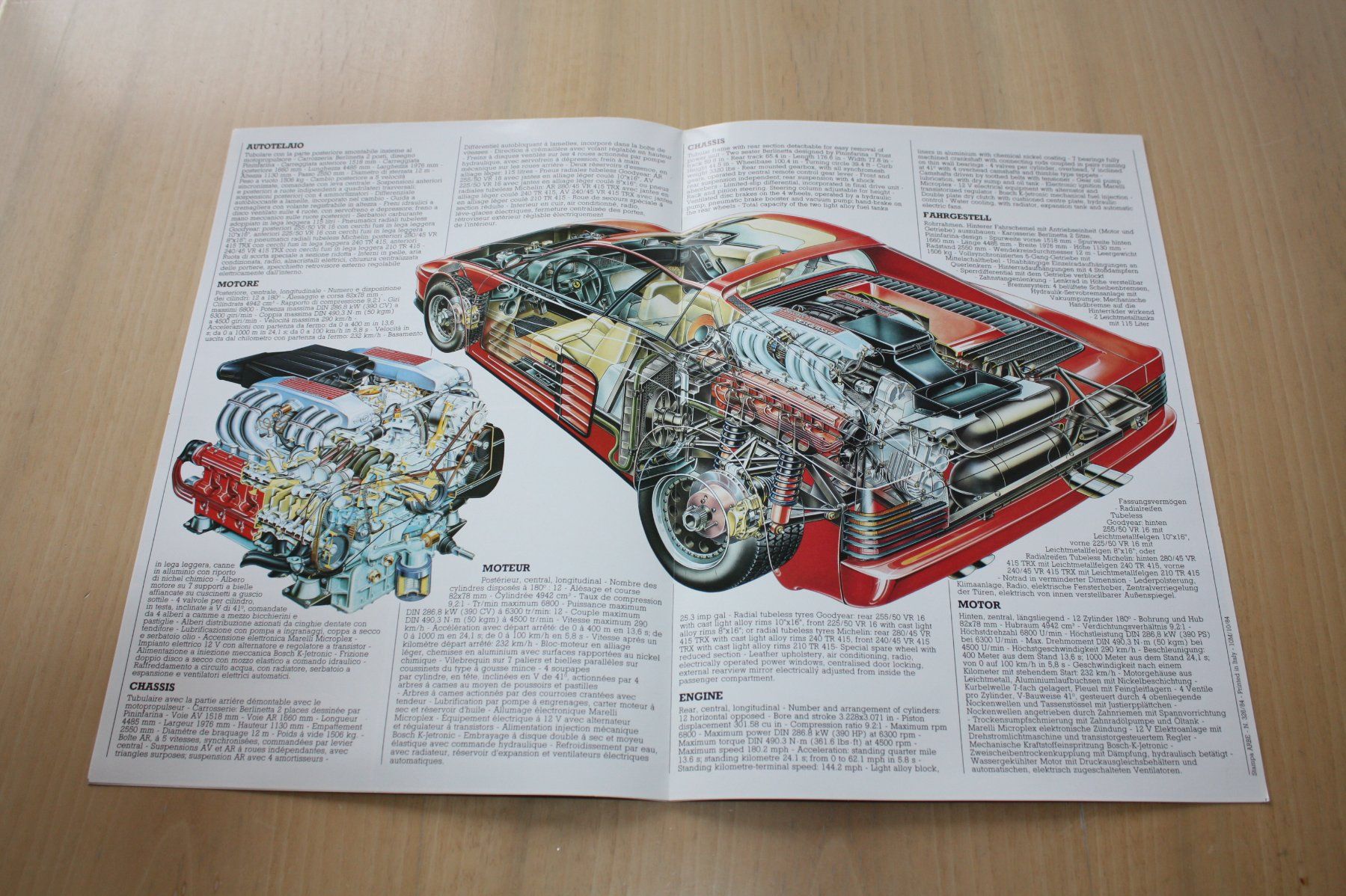 Ferrari Documenti: Ferrari Mono Specchio Testarossa Prospekt 10/1984 – Usato da Wikon venduto da erwin400 1