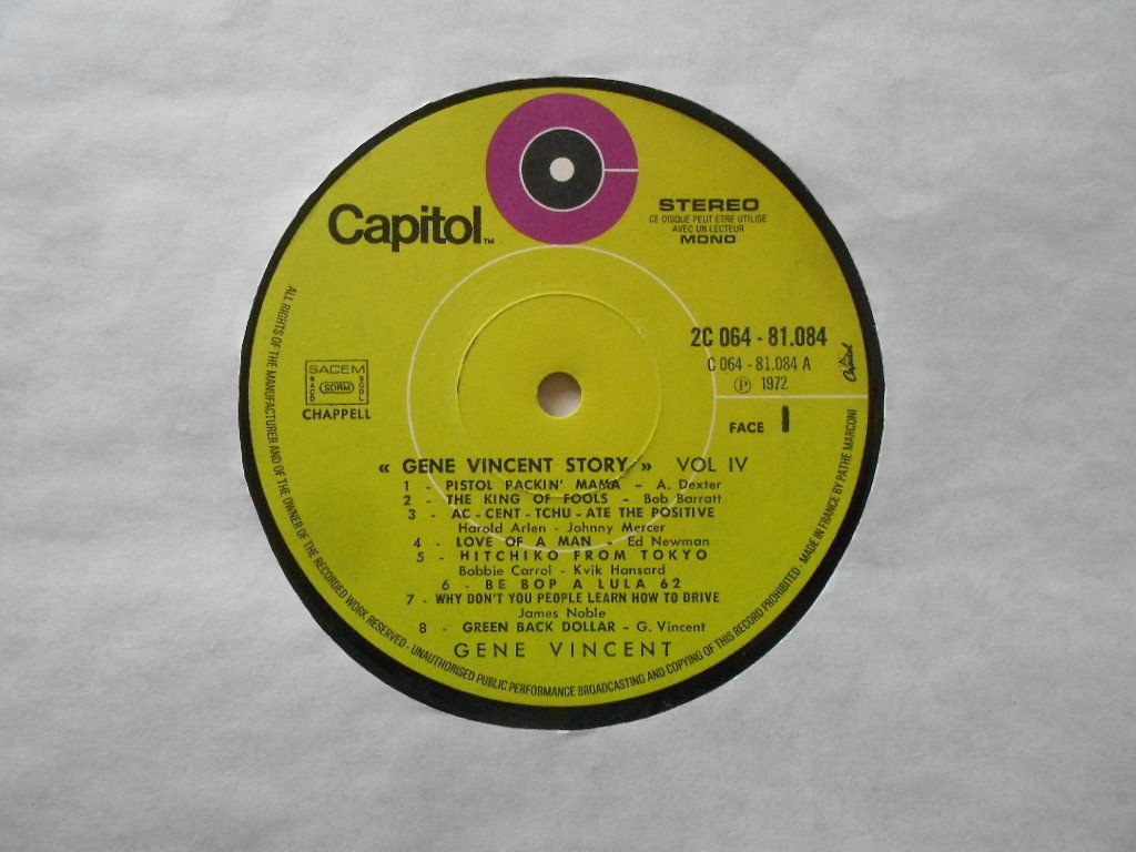 Dischi in vinile: GENE VINCENT  VOL.4  1960 / 62 – Usato da Bex venduto da Giorgiob 4