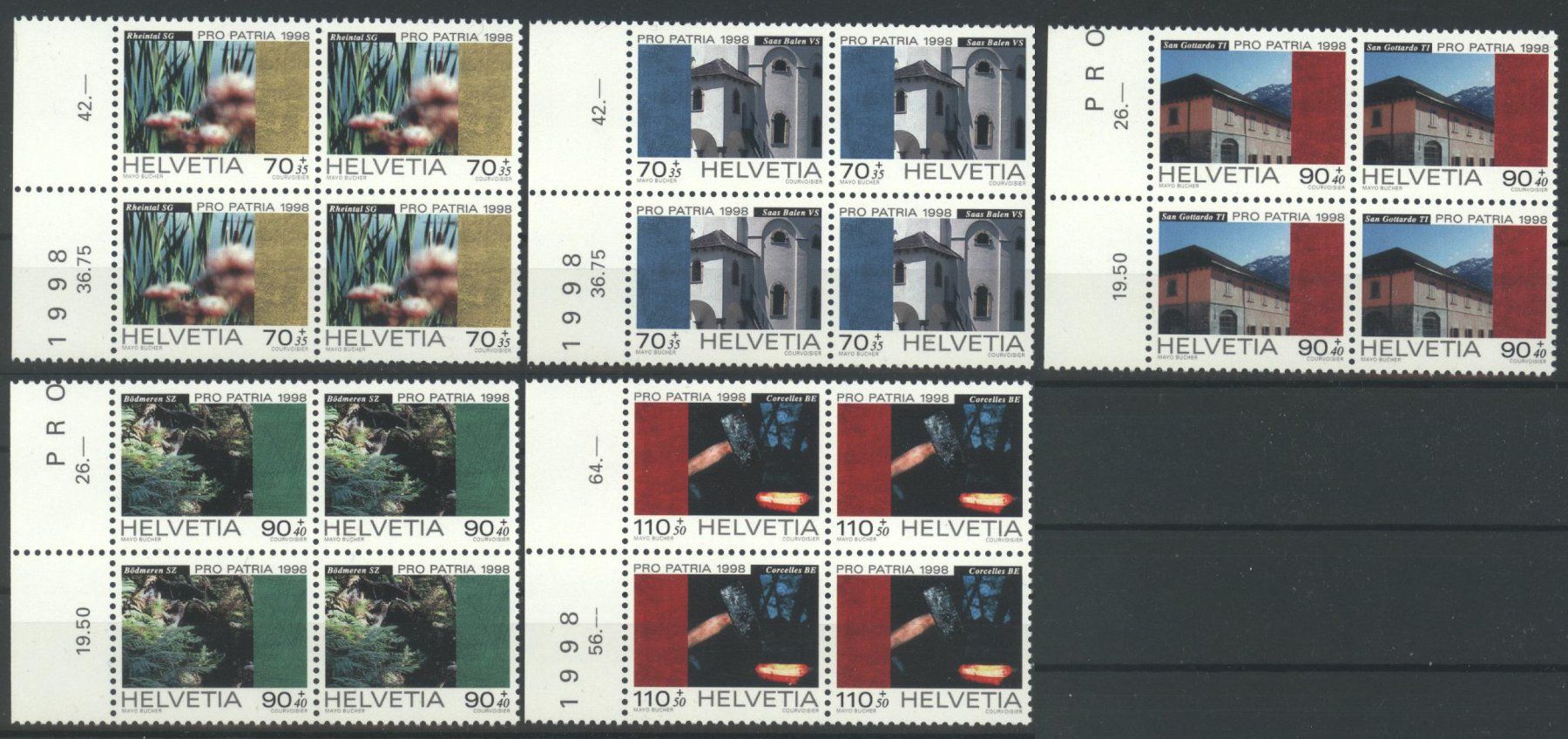 Tutti i francobolli: 1998, Pro Patria, Viererblöcke ** – Usato da Willisau venduto da Vollstempel