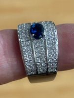 Luxus Elegante Gr.19/9 Ring Weiss/Blau Zirkonia Farbe Silber
