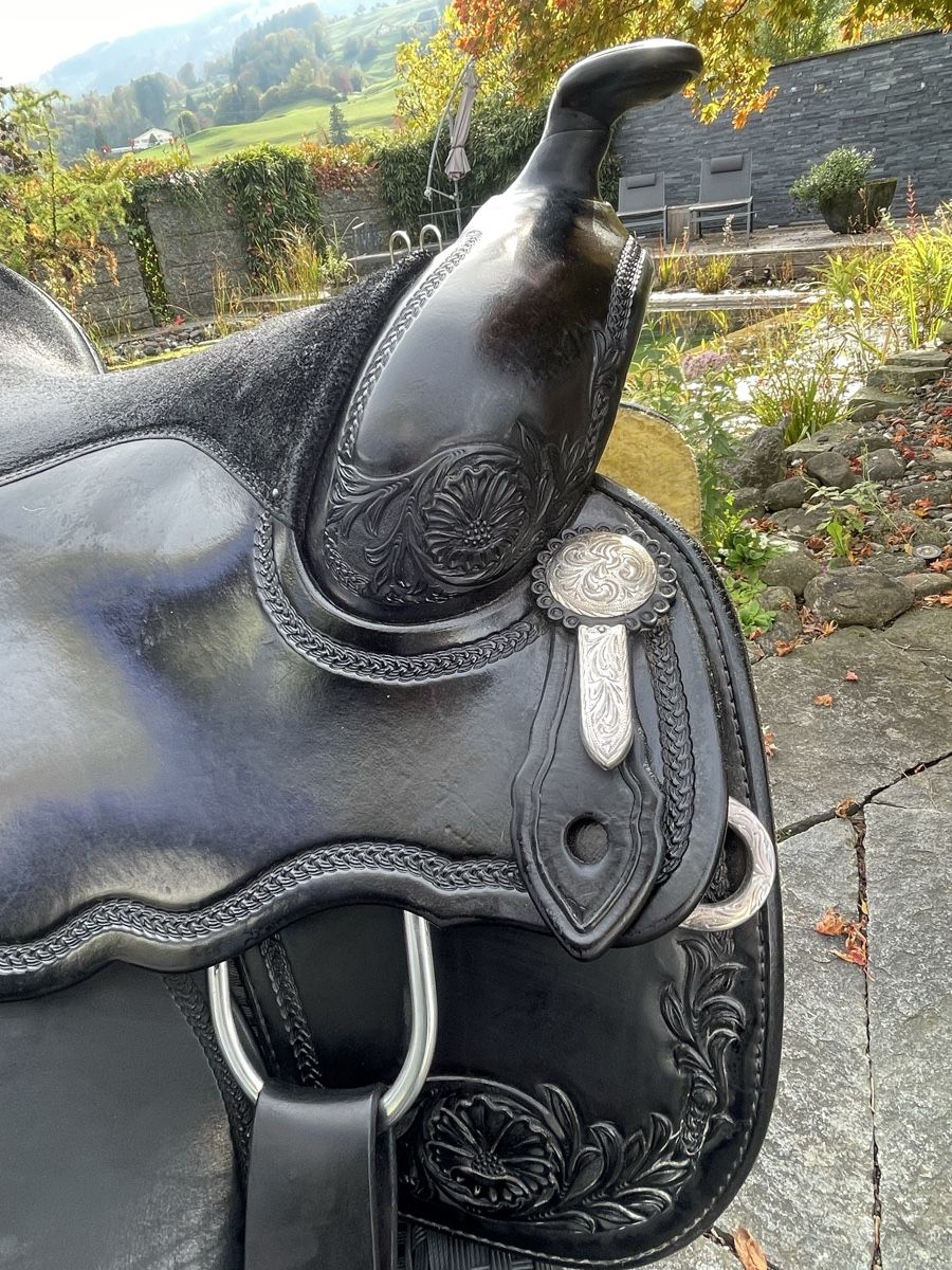 Selles, accessoires: Westernsattel / Showsattel schwarz-silber – D'occasion à Cham par pri_9ktk 7