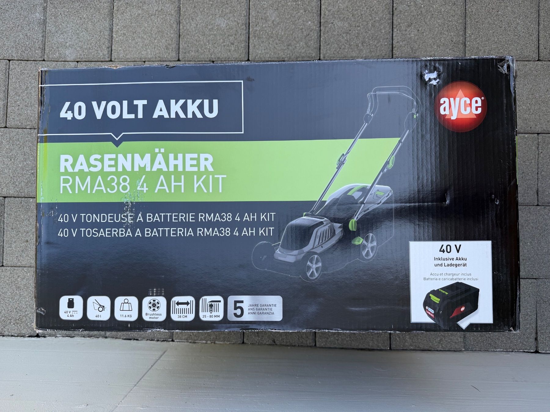 Rasenmäher: Ayce Tondeuse à gazon à batterie RMA38 – Neu und originalverpackt aus St-Gingolph von GoldenKeys 2