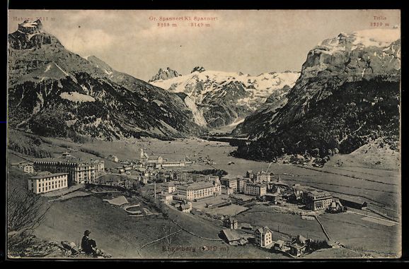 Cartoline postali: Engelberg, Ortsansicht mit Titlis und Sp – Usato da Berlin venduto da bartko-reher
