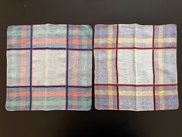 2 Tücher Taschentücher kariert Baumwolle Sommer 60s Vinta...