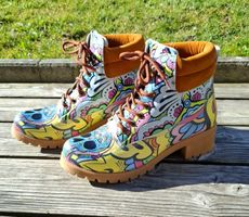 NEU Goby Lederstiefel Gr 40 Bunt/Totenköpfe Herbstschuhe