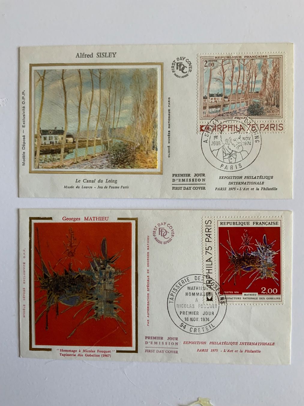 Tutti i francobolli: 2 FDC, Frankreich, 1974 – Usato da Basel venduto da Smilli24