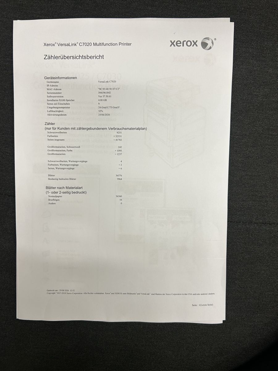 Xerox Fotocopiatrici: Multifunktionsdrucker Xerox VersaLink C7020 gebraucht – Usato da Dietikon venduto da Vertex_Global 5