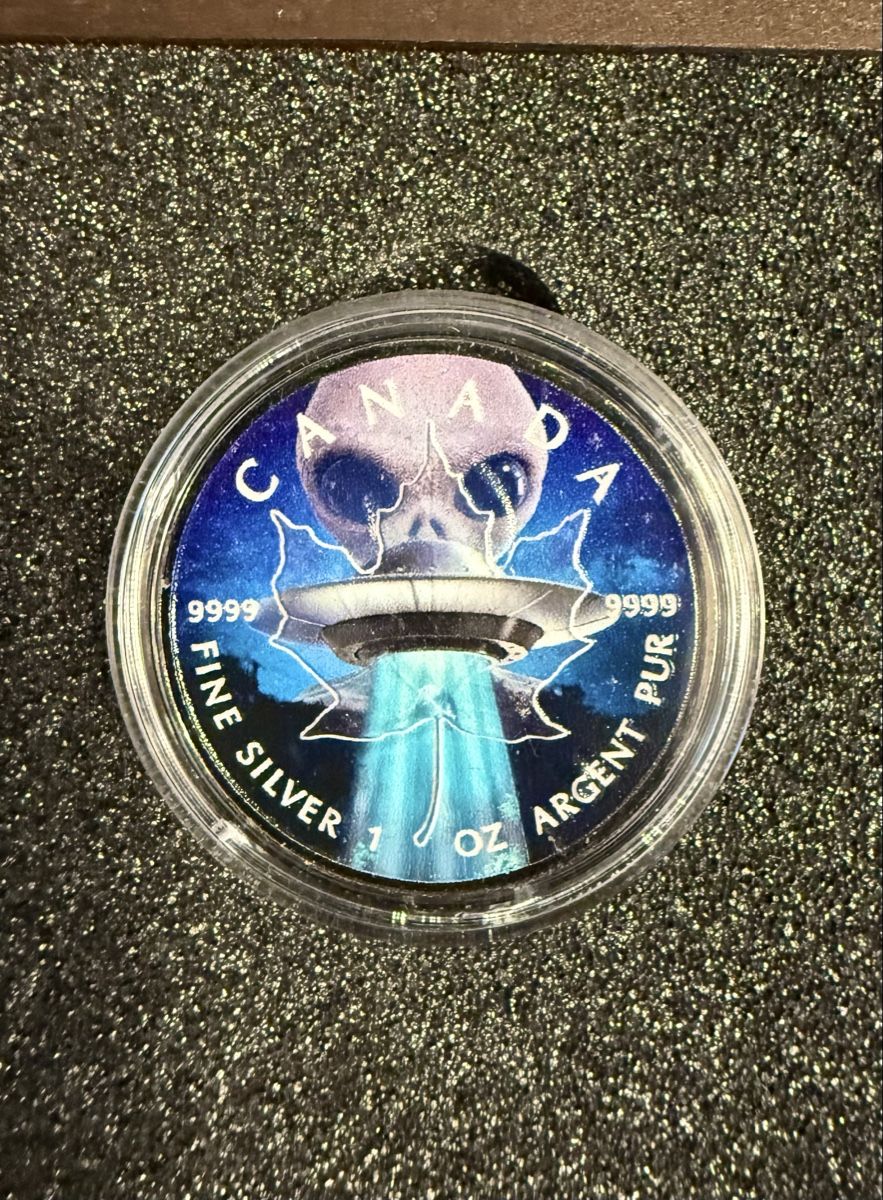Tutti le monete: Maple Leaf Ahornblatt UFO Alien Glow 1 Oz Silber 2018 – Nuovo (secondo la descrizione) da Zürich venduto da Circle-9-Coins 1