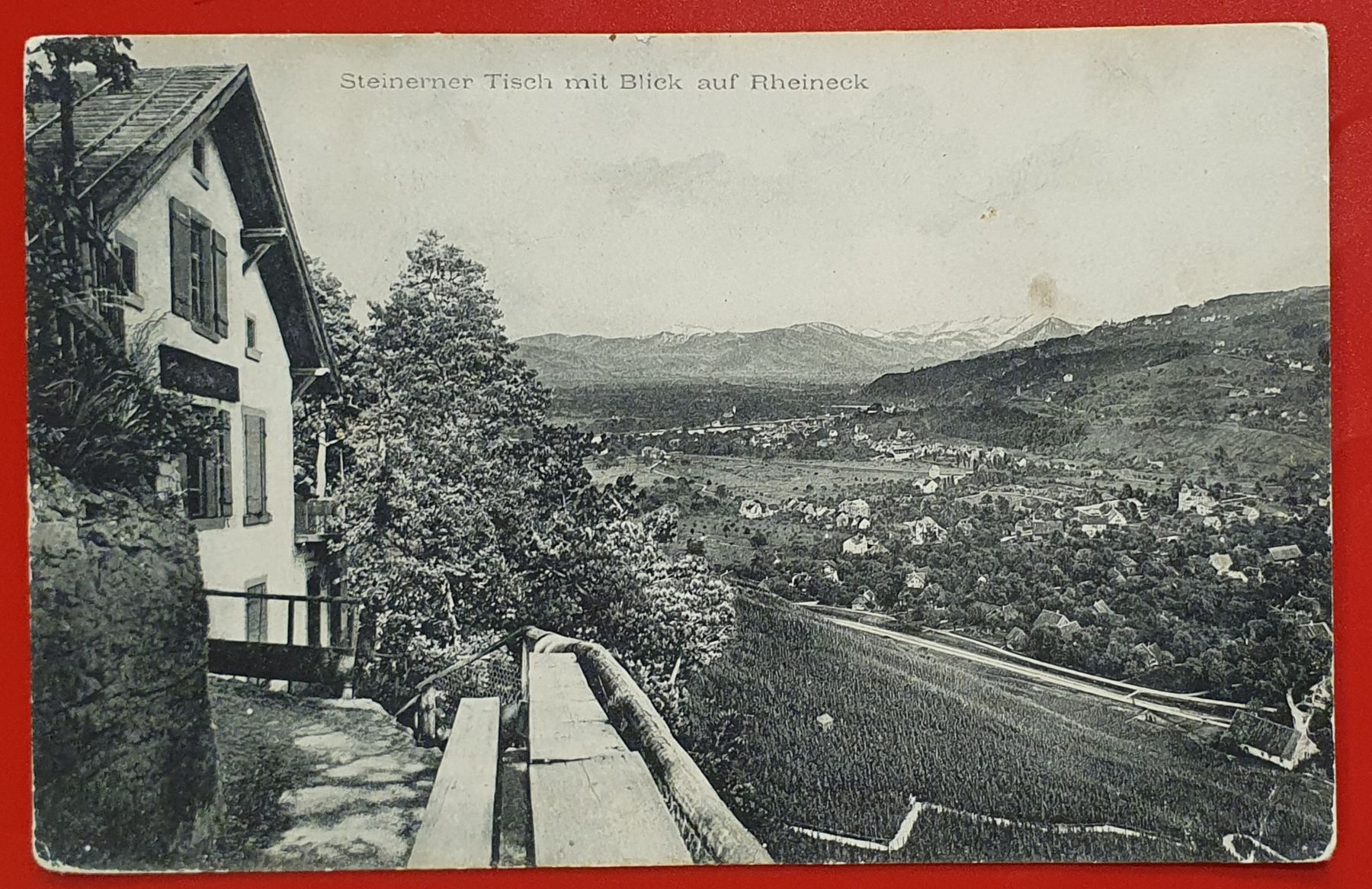 Ansichtskarten: Steinerner Tisch mit Blick auf Rheineck – Gebraucht aus Kreuzlingen von Rschweiz1