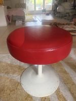 Hocker rot Kunstleder mit weissem Fuss guter Zustand