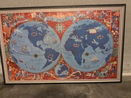 Affiche Air France carte du monde vintage( Lucien Boucher )