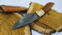 Geprüft! 1A Knife Faltenstahl DAMASCUS Damast Jagdmesser