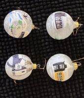 Christbaumkugeln 4er Set mit Hausmalerei und Aufhängung