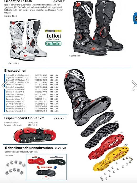 Sci: SIDI Crossfire Motocross- Supermotostiefel Teile – Usato da Schachen b. Reute venduto da Quattroknicke 1