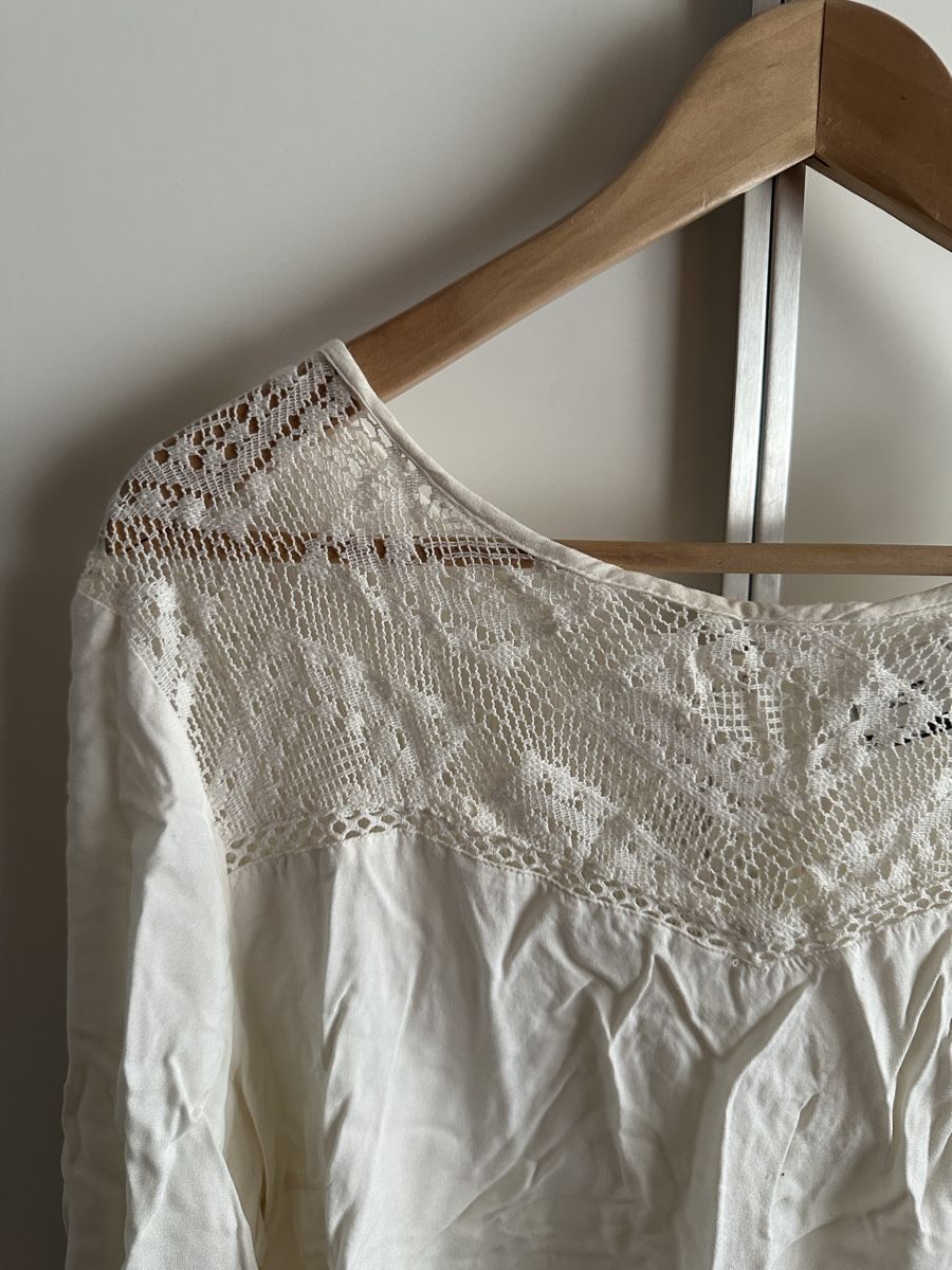Camicette: Object Bluse, Gr. 42, creme-weiss, Sommer Look, Spitze – Usato da Opfikon venduto da Zentou 1