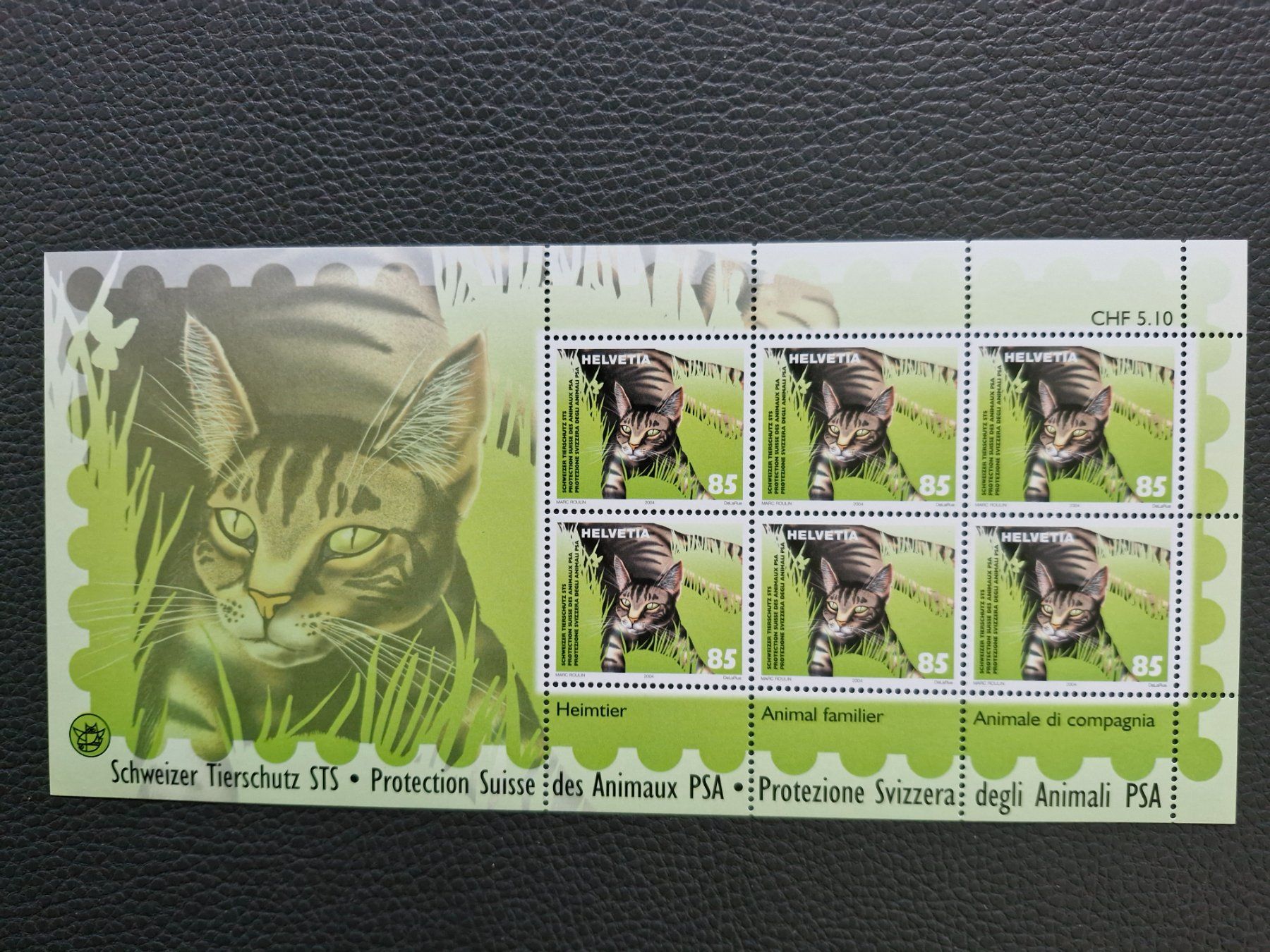 Tous les timbres: Schweizer Tierschutz Briefmarkenbogen Katze postfrisch Katze – Neuf (Voir description) à Frauenfeld par Kasico