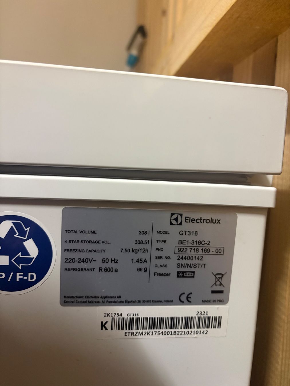 Electrolux Congelatori: Tiefkühler Electrolux GT316 – Usato da Gretzenbach venduto da RSahumada 3