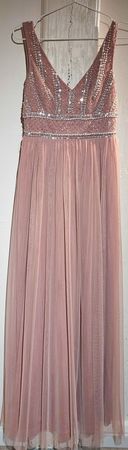 Abendkleid, rosa (S) mit Palketten & Perlen, Lace and Beads
