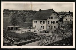 AK Sins, Gasthof zum Löwen mit Garten