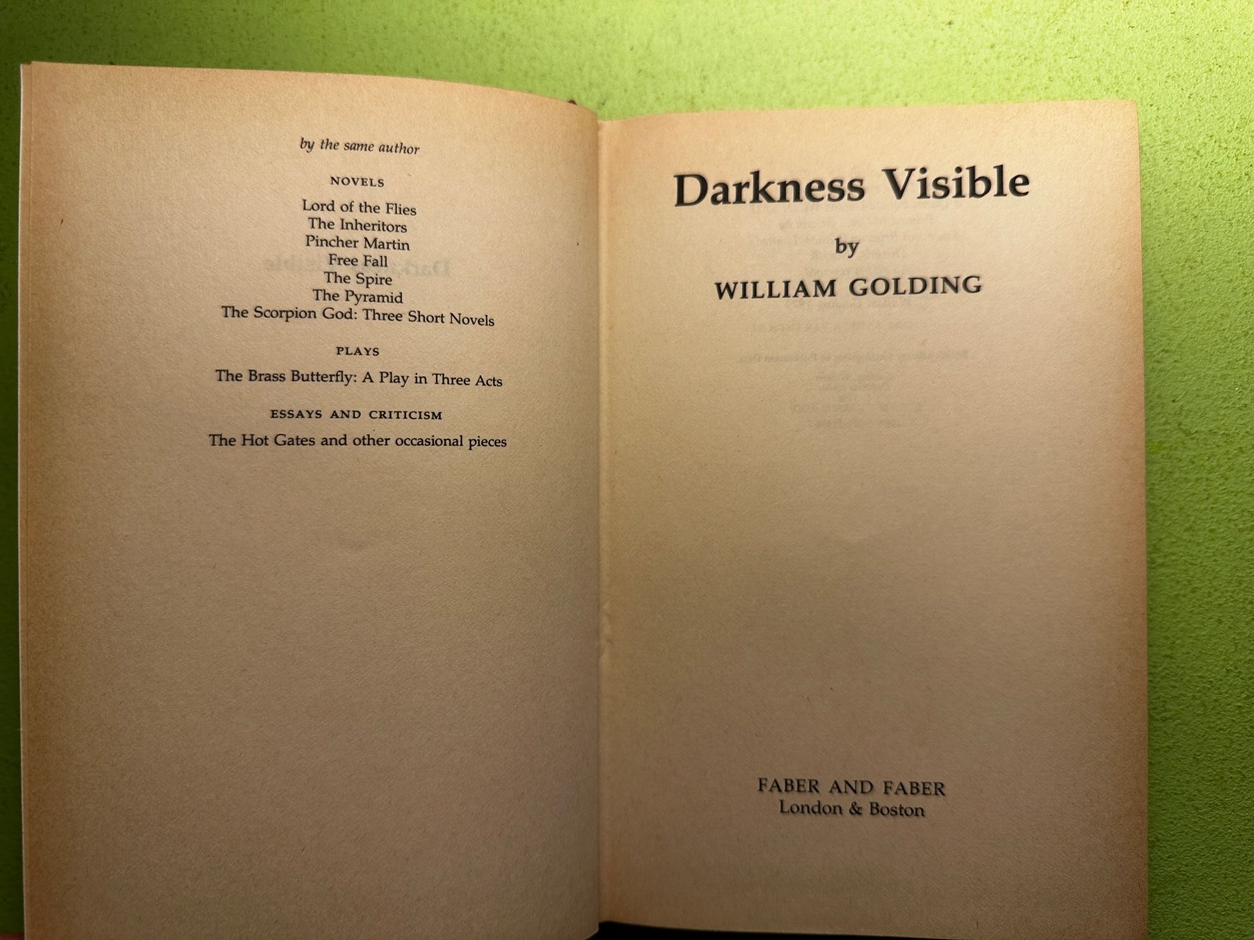 Libri: William Golding: Darkness Visible. – Usato da Zürich venduto da allp 2