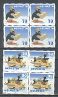 1999, Sondermarken Pingu, Paket mit Schnur, Viererblöcke **