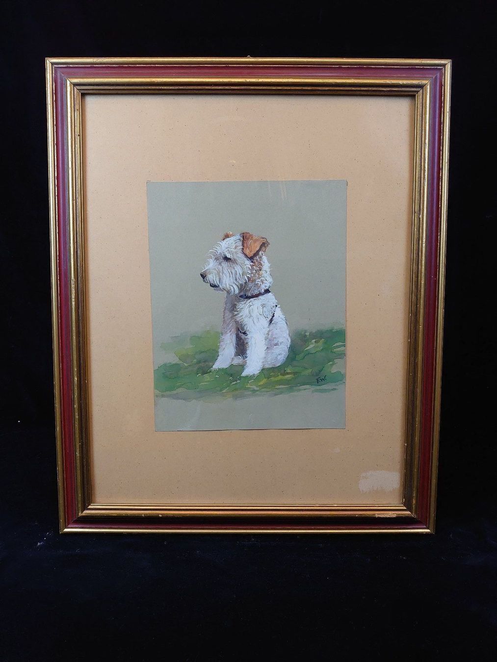 Gemälde: Malerei Fox Terrier weiss in Wiese – Gebraucht aus Zürich von safenia87