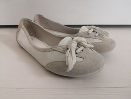 🤩MANGO BALLERINA-SNEAKER WILDLEDER-LEDER WEISS-GRAU