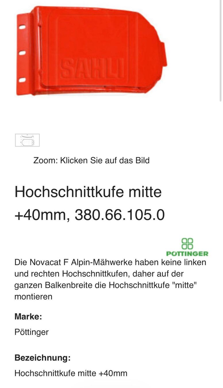 Pöttinger Raccolta foraggio grezzo: Hochschnittkufen 7stk. – Nuovo (secondo la descrizione) da Oberägeri venduto da MiOtt 1