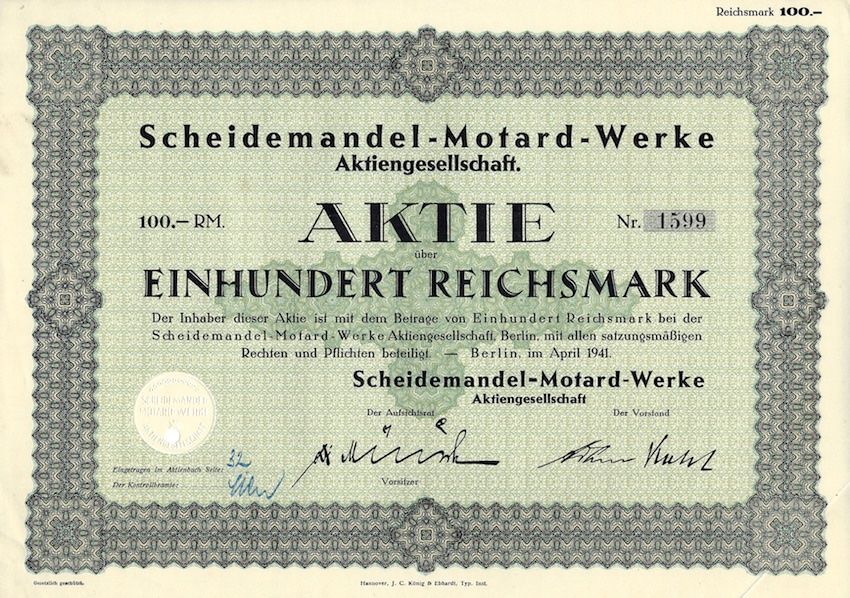 Documenti: Scheidemandel-Motard-Werke AG, Berlin - 1941 – Usato da Solothurn venduto da Sgasche