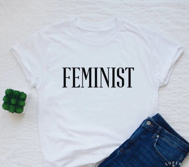 T-shirt: Feminist T-Shirt, Weiss, Grösse S – Nuovo e nell'imballaggio originale da Biel/Bienne venduto da Dein_Logo_Print