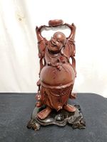 Holzfigur Lachender Buddha mit Sockel Höhe 25cm Unbekannt