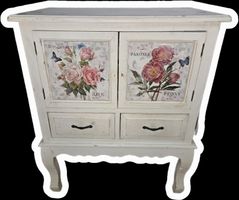 Kommode Shabby Chic mit Blumenmotiv B:63cm H:74cm T:37cm