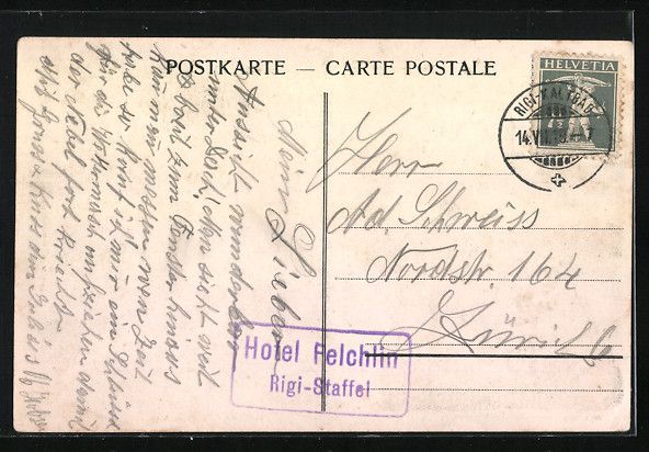 Cartoline postali: Litho Rigi, Hotel und Bergpanorama mit E – Usato da Berlin venduto da bartko-reher 1